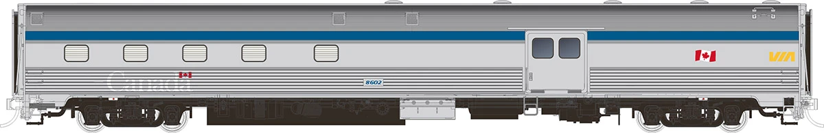 Rapido HO 114016 Budd Baggage-Dorm Car, Via Rail #8602 1 Rapido HO 114016 Budd Baggage-Dorm Car, Via Rail #8602