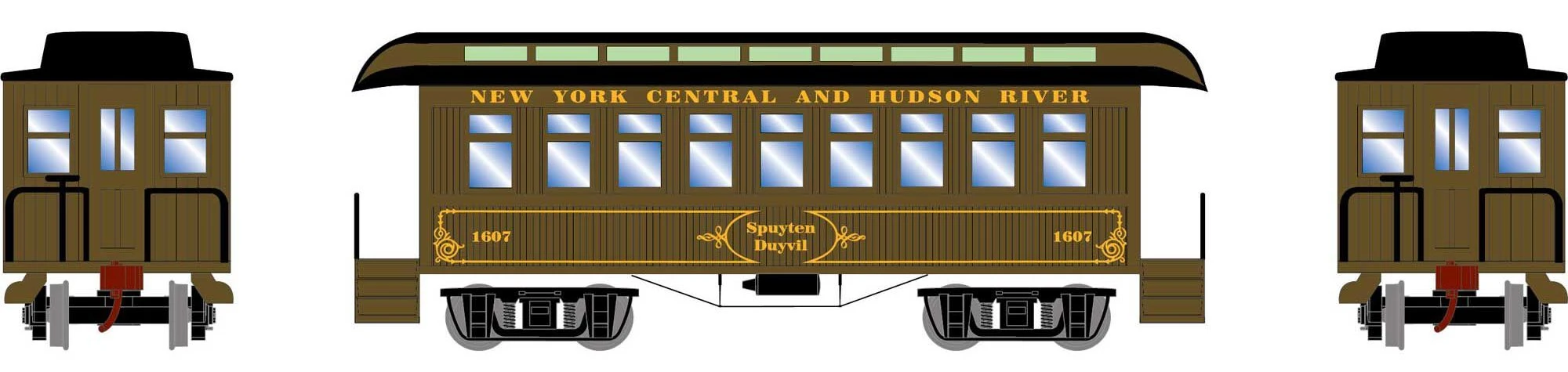 Athearn N 12408 34' Old Time Overton Passenger Car, New York Central #1607 1 Athearn N 12408 34' Old Time Overton Passenger Car, New York Central #1607