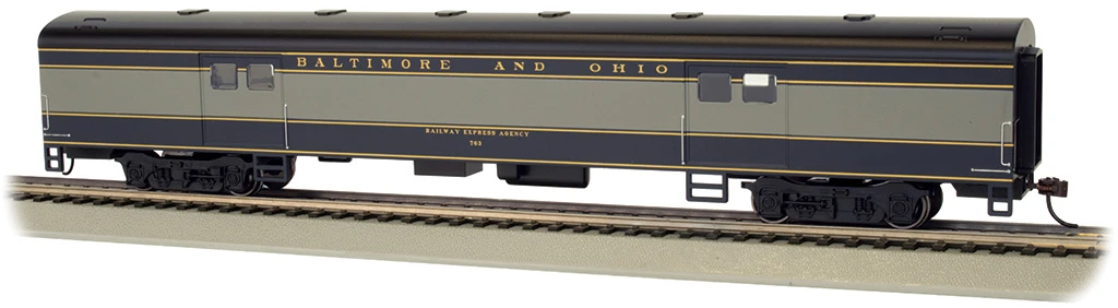 Bachmann HO 14402 72' Smooth Side Baggage Car, Baltimore And Ohio #763 1 Bachmann HO 14402 72' Smooth Side Baggage Car, Baltimore And Ohio #763