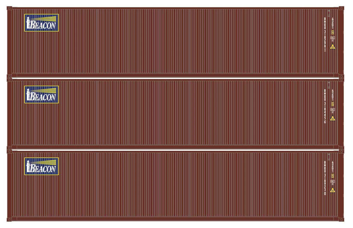 Athearn HO 27059 40' Corrugated Low-Cube Containers, Beacon #1 (3) 1 Athearn HO 27059 40' Corrugated Low-Cube Containers, Beacon #1 (3)