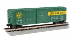 Bachmann Silver Series N 19667 ACF 50' 6" Outside-Braced Sliding Door Box Car, The Bay Line #7107
