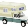 Brekina HO 19837 1968 Jeep Gladiator B Pickup Truck With Camper Body, Green/White