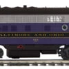 MTH Premier O 20-21583-1 F3 A-Unit Diesel Engine With Hi-Rail Wheels, Baltimore And Ohio #86A