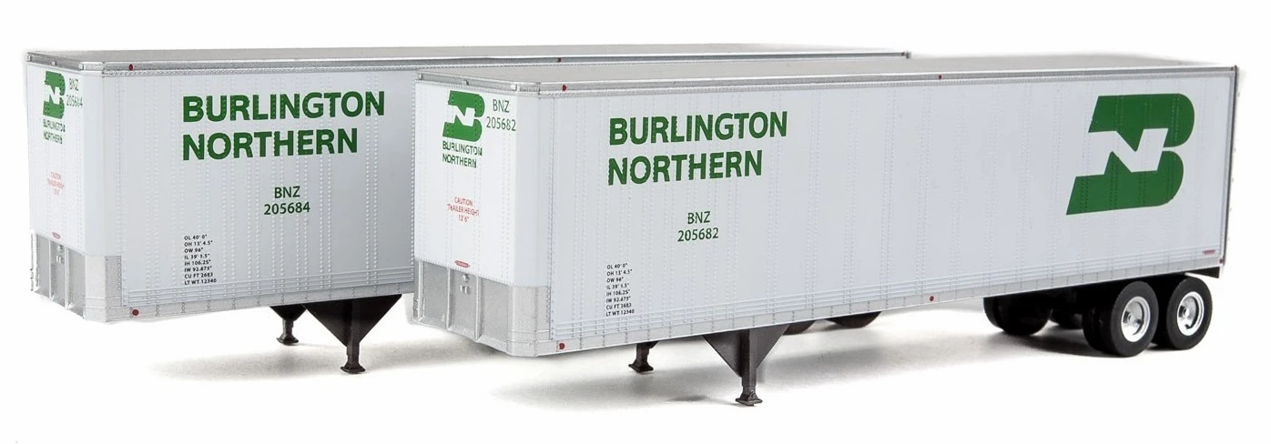 Walthers SceneMaster HO 949-2510 40' Trailmobile Trailers, Burlington Northern (2) 1 Walthers SceneMaster HO 949-2510 40' Trailmobile Trailers, Burlington Northern (2)