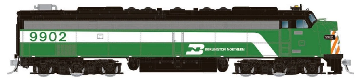 Rapido HO 28312 EMD E8A With HEP, Burlington Northern "Village Of Hinsdale" #9915 1 Rapido HO 28312 EMD E8A With HEP, Burlington Northern "Village Of Hinsdale" #9915
