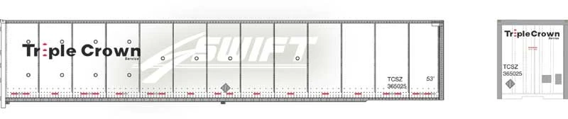 Bowser HO 42997 Wabash National 53' Dura Plate Roadrailer, Triple Crown #365072 1 Bowser HO 42997 Wabash National 53' Dura Plate Roadrailer, Triple Crown #365072