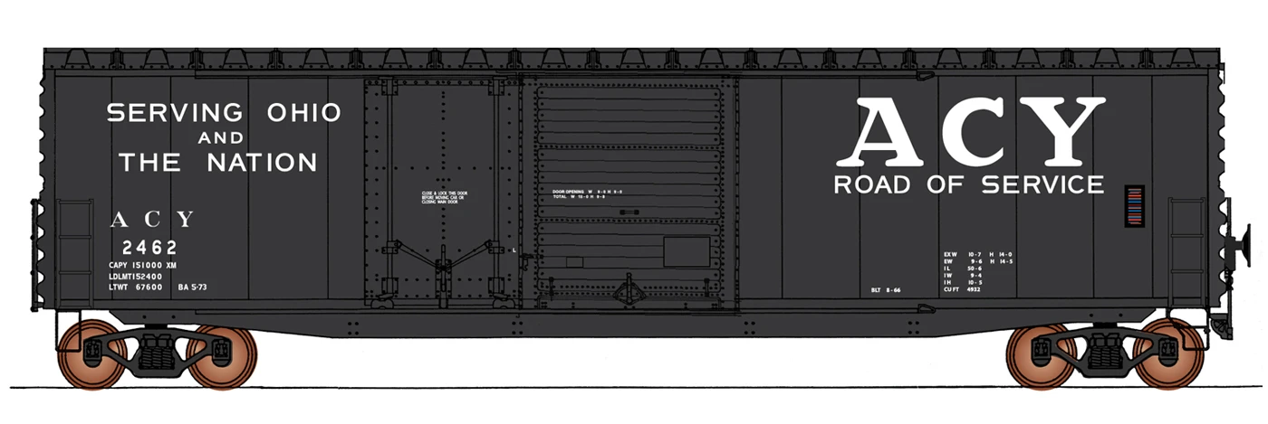 Intermountain HO 45632-03 PS-1 50' Double Door Box Car With New Cushion Underframe, Akron Canton And Youngstown (Black) #2310 1 Intermountain HO 45632-03 PS-1 50' Double Door Box Car With New Cushion Underframe, Akron Canton And Youngstown (Black) #2310