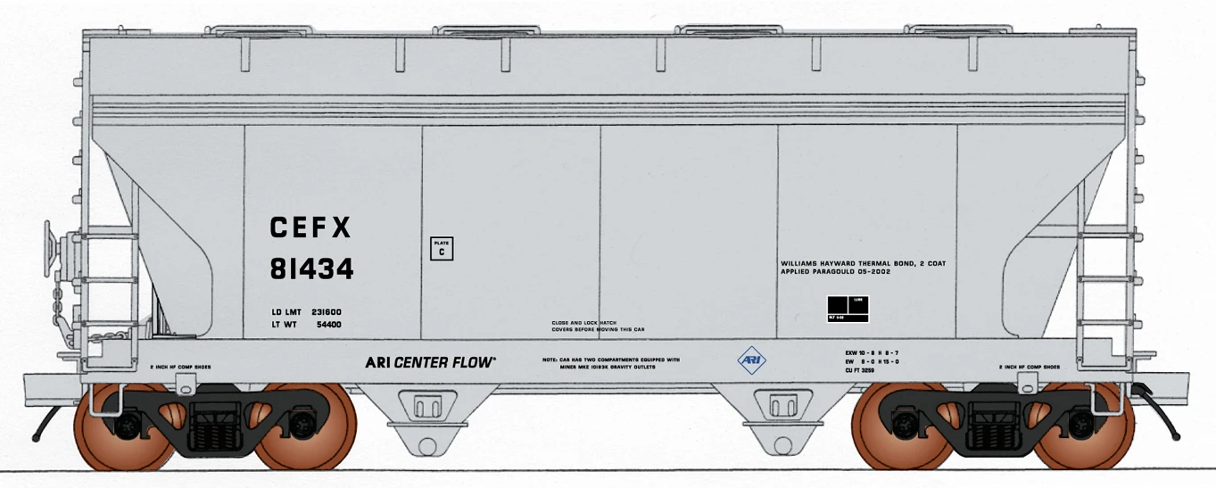Intermountain HO 46546-03 ACF 2-Bay Covered Hopper, CEFX #81527 1 Intermountain HO 46546-03 ACF 2-Bay Covered Hopper, CEFX #81527