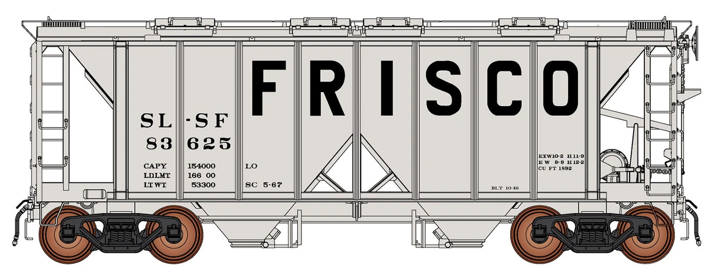 Intermountain HO 48695-03 1958 Cu. Ft. Covered 2-Bay Hopper, Frisco #83677 1 Intermountain HO 48695-03 1958 Cu. Ft. Covered 2-Bay Hopper, Frisco #83677