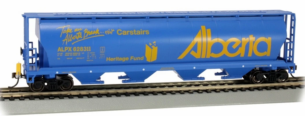 Bachmann HO 73806 4-Bay Cylindrical Grain Hopper With FRED, Alberta "Visit Carstairs" #628311 1 Bachmann HO 73806 4-Bay Cylindrical Grain Hopper With FRED, Alberta "Visit Carstairs" #628311