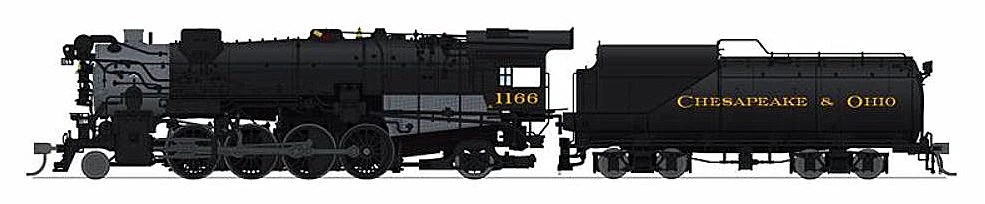 Broadway Limited Imports HO 7597 K-2 Mikado With 12-VC Tender, Chesapeake And Ohio #1182 1 Broadway Limited Imports HO 7597 K-2 Mikado With 12-VC Tender, Chesapeake And Ohio #1182