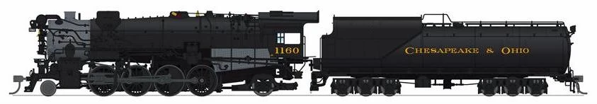 Broadway Limited Imports HO 8183 Stealth Series K-2 Mikado With 16-VC Tender, Chesapeake And Ohio #1168 1 Broadway Limited Imports HO 8183 Stealth Series K-2 Mikado With 16-VC Tender, Chesapeake And Ohio #1168