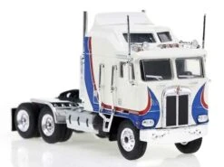 Brekina HO 85731 1976 Kenworth K100 Aerodyne Sleeper-Cab Semi Tractor, White/Red/Blue