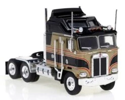 Brekina HO 85733 1976 Kenworth K100 Aerodyne Sleeper-Cab Semi Tractor, Black/Gold/Red