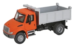 Walthers SceneMaster HO 949-11633 International 4300 Single-Axle Dump Truck, Orange/Silver