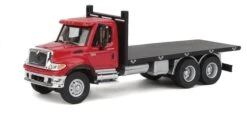 Walthers SceneMaster HO 949-11652 International 7600 3-Axle Flatbed Truck, Red Cab/Black Flatbed