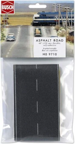 Busch HO 9710 Flexible Self Adhesive Paved 2-Lane Highway, Straight With White Markings