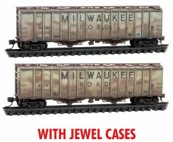 Micro-Trains N 98305024 Weathered 50' Airslide Covered Hopper, Milwaukee Road (2-Pack)
