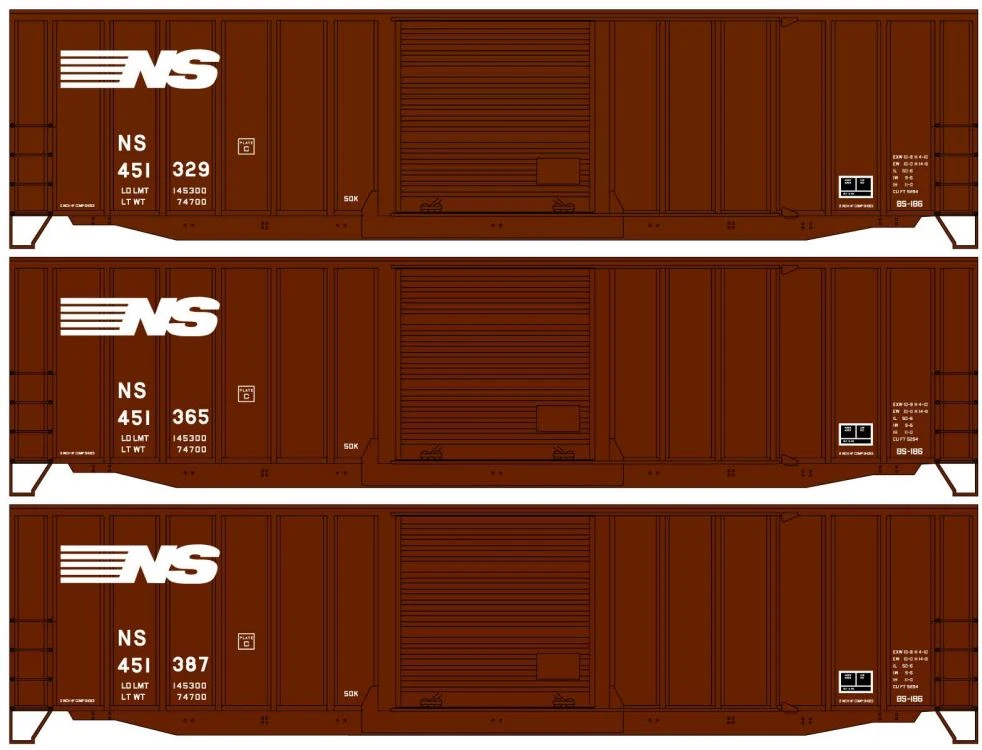 Accurail HO 8147 50' Exterior Post Welded-Side Box Car Kits, Norfolk Southern (3-Pack) 1 Accurail HO 8147 50' Exterior Post Welded-Side Box Car Kits, Norfolk Southern (3-Pack)