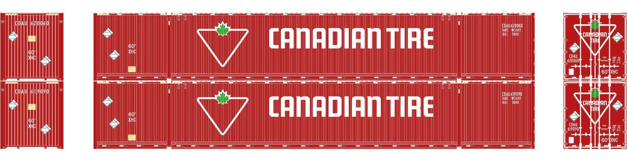 Athearn HO 28535 60' Containers, Canadian Tire #619090/620060 (2) 1 Athearn HO 28535 60' Containers, Canadian Tire #619090/620060 (2)