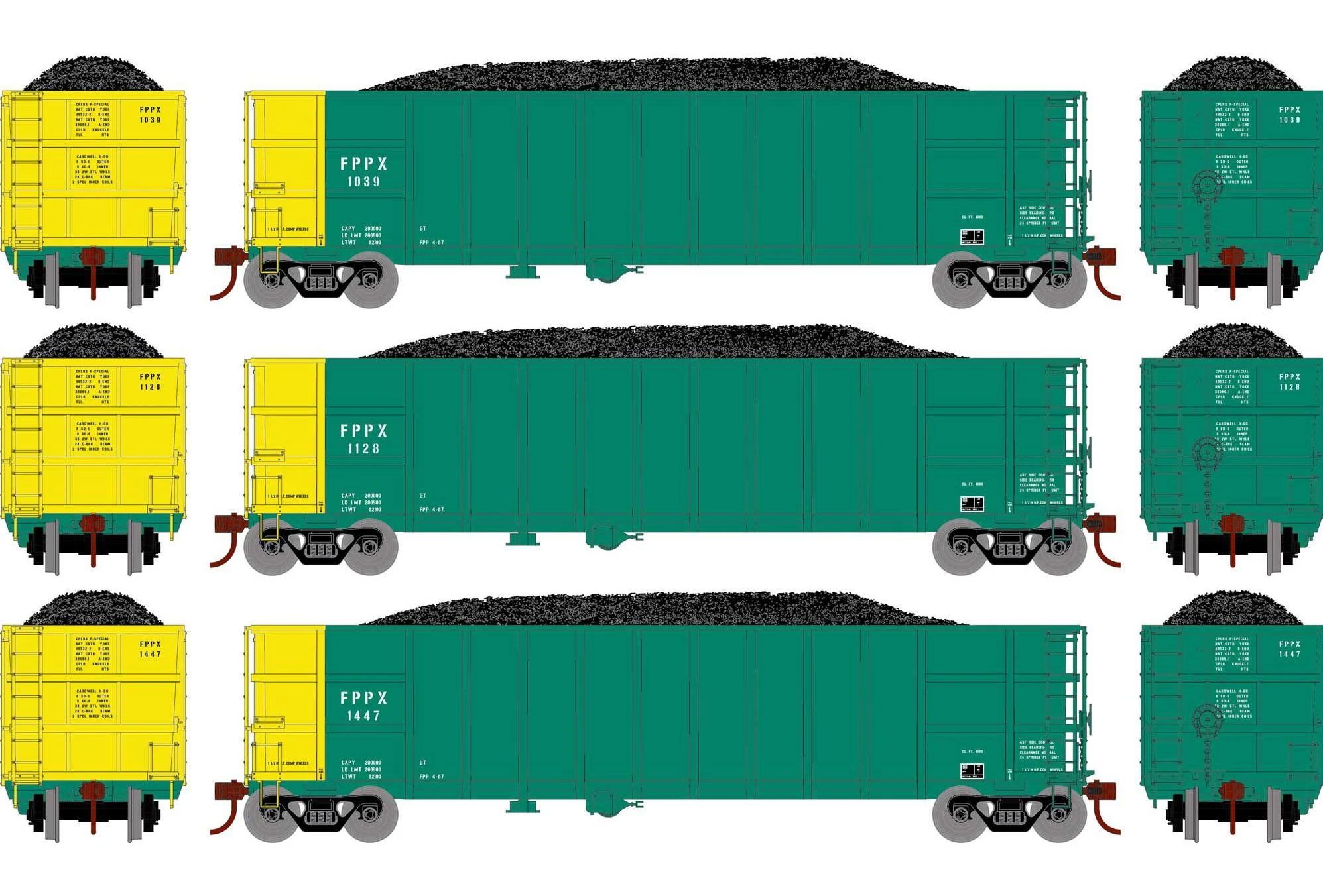 Athearn HO 7679 Thrall Gondolas With Loads, FPPX #3 (3) 1 Athearn HO 7679 Thrall Gondolas With Loads, FPPX #3 (3)