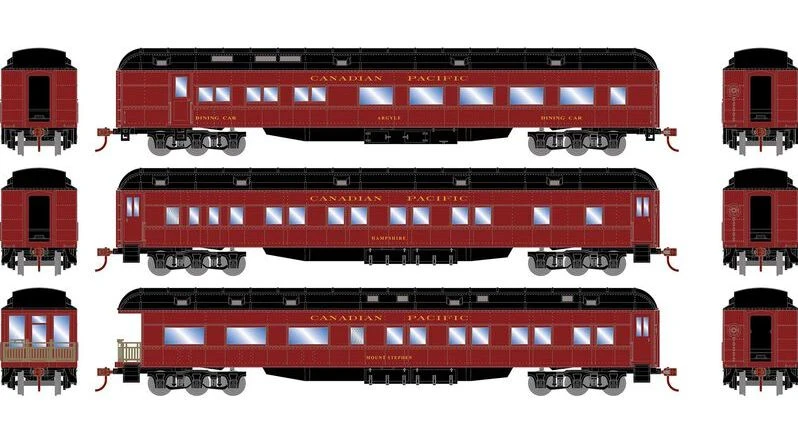 Athearn HO 88231 Heavyweight Diner/Coach/Observation Cars, Canadian Pacific #1 (3) 1 Athearn HO 88231 Heavyweight Diner/Coach/Observation Cars, Canadian Pacific #1 (3)