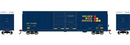 Athearn HO 90576 FMC 60' Double Door Smooth Side Hi-Cube Box Car, Golden West Service #142006 1 Athearn HO 90576 FMC 60' Double Door Smooth Side Hi-Cube Box Car, Golden West Service #142006