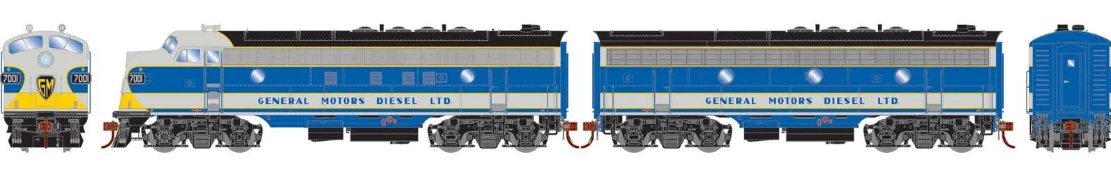 Athearn Genesis HO G19598 FP7/F7B Set, EMD Demonstrator #7001/7002 1 Athearn Genesis HO G19598 FP7/F7B Set, EMD Demonstrator #7001/7002