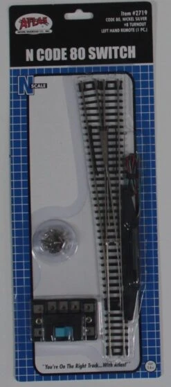 Atlas N 2719 Code 80 #8 Remote Turnout Left
