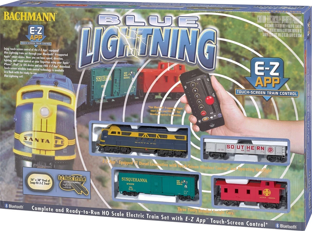 Bachmann HO 01501 Blue Lightning Train Set With E-Z App Wireless System Control, Santa Fe 1 Bachmann HO 01501 Blue Lightning Train Set With E-Z App Wireless System Control, Santa Fe