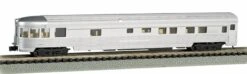 Bachmann Silver Series N 14554 85' Streamline Fluted-Side 3-2 Observation Car, Unlettered (Lighted)