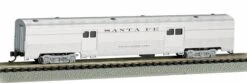Bachmann Silver Series N 14651 72' Streamline Fluted-Side 2-Door Baggage Car, Santa Fe "Railway Express Agency"