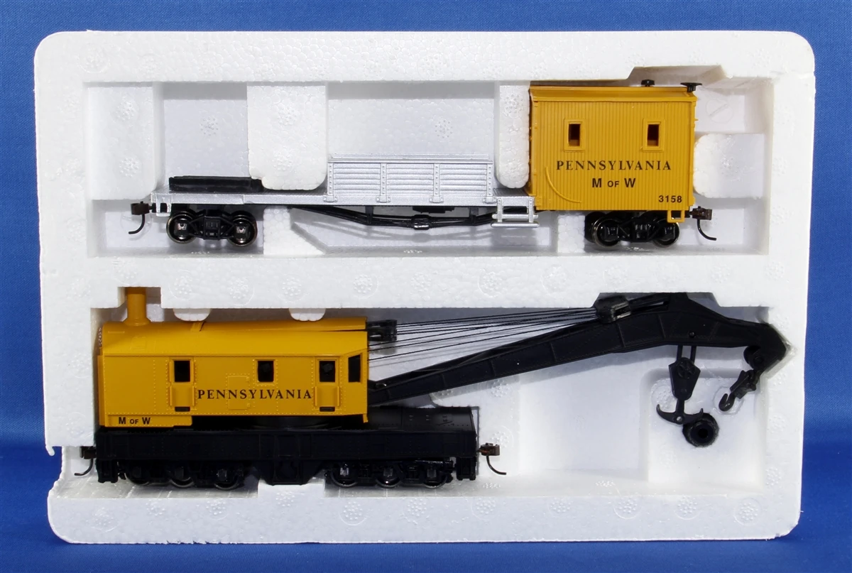 Bachmann Silver Series HO 16114 250-Ton Steam Crane Car With Boom Tender, Pennsylvania Railroad #3158 1 Bachmann Silver Series HO 16114 250-Ton Steam Crane Car With Boom Tender, Pennsylvania Railroad #3158