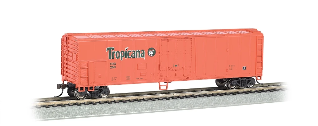 Bachmann Silver Series HO 17946 50' Steel Mechanical Refrigerator Car, Tropicana (Orange) #250 1 Bachmann Silver Series HO 17946 50' Steel Mechanical Refrigerator Car, Tropicana (Orange) #250