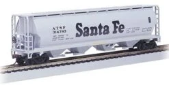 Bachmann Silver Series HO 19102 Cylindrical 4-Bay Covered Grain Hopper, Santa Fe