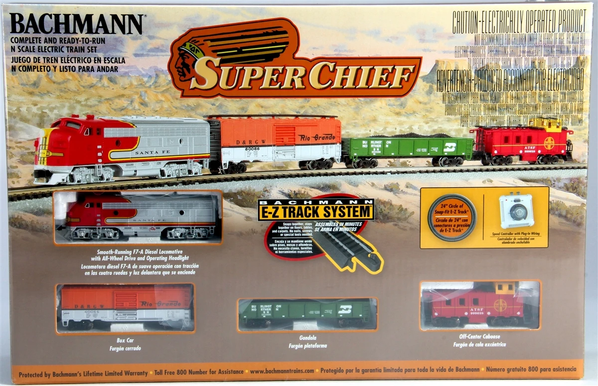 Bachmann N 24021 Super Chief Train Set With E-Z Track And Standard DC Power Pack, Atchison Topeka And Santa Fe 1 Bachmann N 24021 Super Chief Train Set With E-Z Track And Standard DC Power Pack, Atchison Topeka And Santa Fe