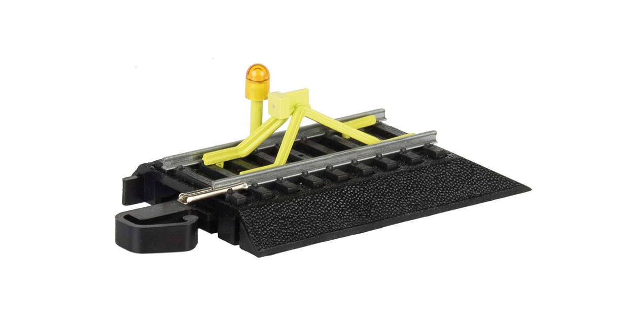 Bachmann HO 44476 E-Z Track Steel Alloy Rail Track Bumper With Flashing LED (Black Roadbed) 1 Bachmann HO 44476 E-Z Track Steel Alloy Rail Track Bumper With Flashing LED (Black Roadbed)