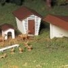 Bachmann Plasticville O 45604 Farm Out-Buildings Kits (3 Buildings)