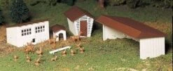 Bachmann Plasticville O 45604 Farm Out-Buildings Kits (3 Buildings)