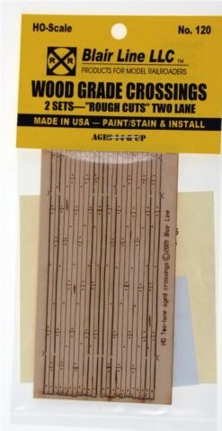 Blair Line HO 120 Laser-Cut Two-Lane "Rough Cut" Wood Grade Crossing (2 Sets)