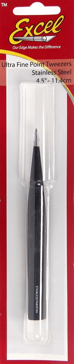Excel 30422 Ultra Fine Point Stainless Steel Tweezers With Hollow Handle (Black)