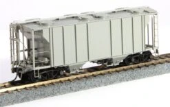 Kadee HO 8601 PS-2 2-Bay Covered Hopper, Undecorated (Alkali Resisting Light Gray)