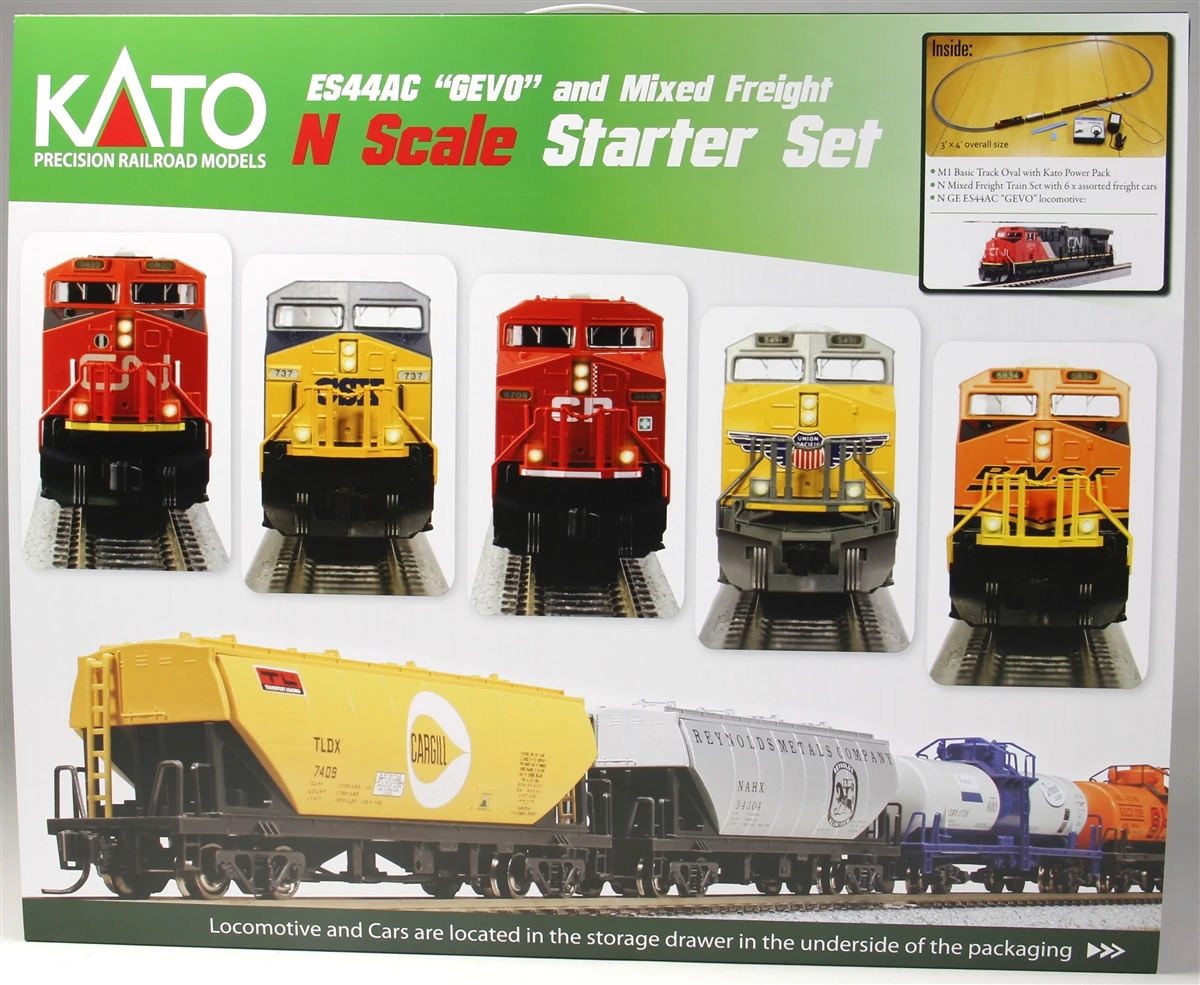 Kato N 1060020 GE ES44AC Gevo And Mixed Freight Starter Set, Canadian National 1 Kato N 1060020 GE ES44AC Gevo And Mixed Freight Starter Set, Canadian National