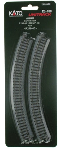 Kato N 20100 Unitrack 9-3/4" Radius Curve 45-Degree (4)