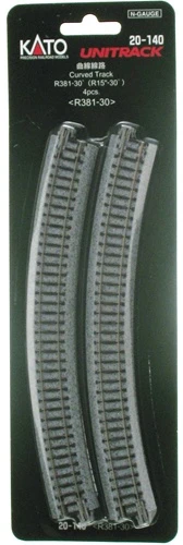 Kato N 20140 15" Radius Curve 30-Degree Unitrack (4) 1 Kato N 20140 15" Radius Curve 30-Degree Unitrack (4)