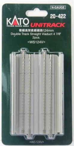 Kato N 20422 Unitrack 4-7/8" (124mm) Concrete Slab Double Track Straight Viaduct Track (2)