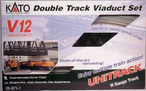 Kato N 20871 Unitrack Double Track Variation Set 12 (Super Elevated Curves And Modern Concrete Ties) 1 Kato N 20871 Unitrack Double Track Variation Set 12 (Super Elevated Curves And Modern Concrete Ties)