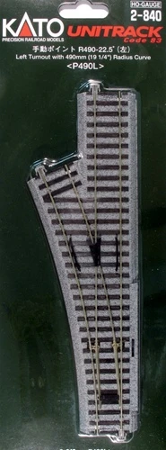 Kato HO 2840 Unitrack #4 246mm (9 3/4") Manual Left Turnout With 490mm (19 1/4") Radius Curve