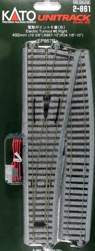 Kato HO 2861 Unitrack #6 492mm (19 3/8") Remote Right Turnout With 867mm (34 1/8") Radius Curve 1 Kato HO 2861 Unitrack #6 492mm (19 3/8") Remote Right Turnout With 867mm (34 1/8") Radius Curve