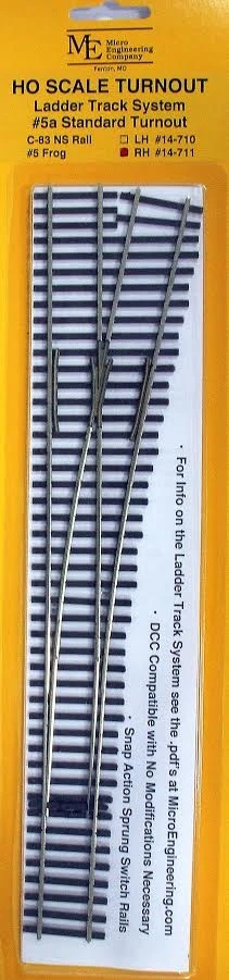Micro Engineering HO 14-711 Code 83 #5a Standard Yard Ladder System Turnout, Right Hand 1 Micro Engineering HO 14-711 Code 83 #5a Standard Yard Ladder System Turnout, Right Hand
